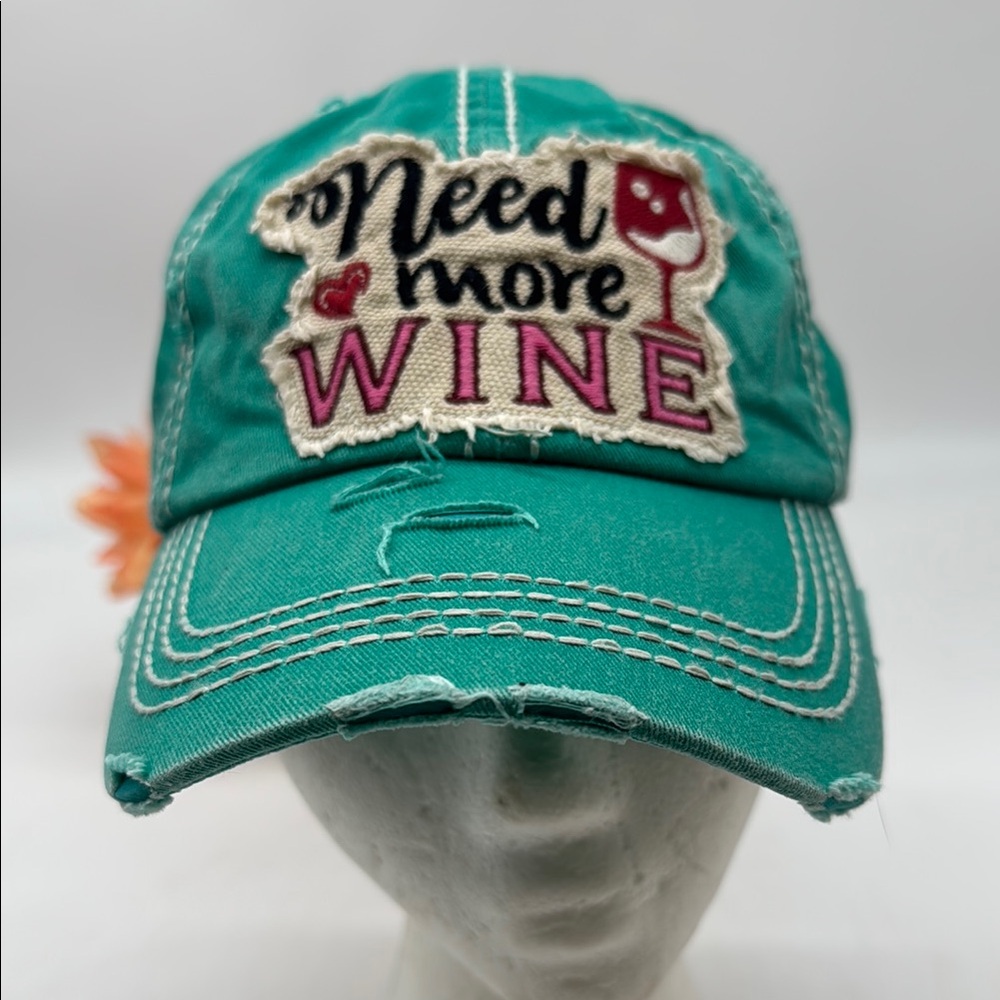 NEED MORE WINE KBETHOS Teal Vintage Cap HT8310